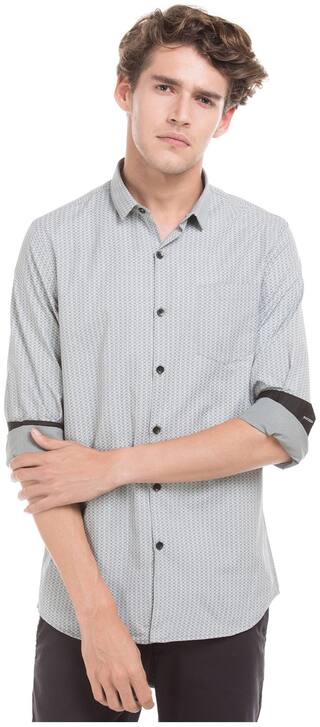 Excalibur Men Grey Printed Super Slim Fit Casual Shirt