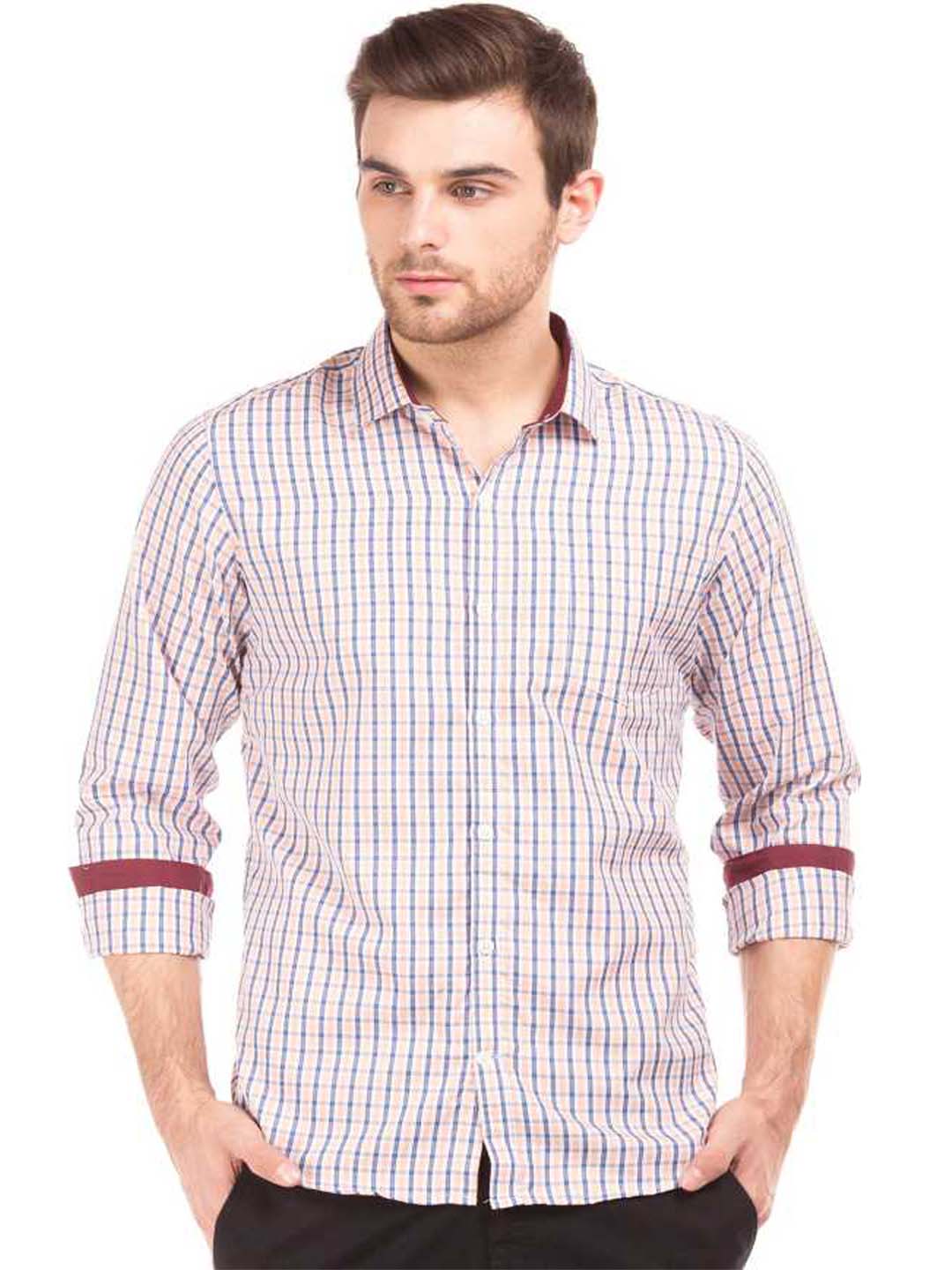 Men Slim Fit Checkered Casual Shirt