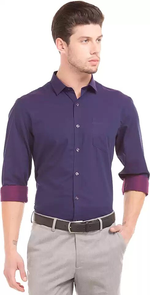 Men Regular Fit Self Design Spread Collar Casual Shirt