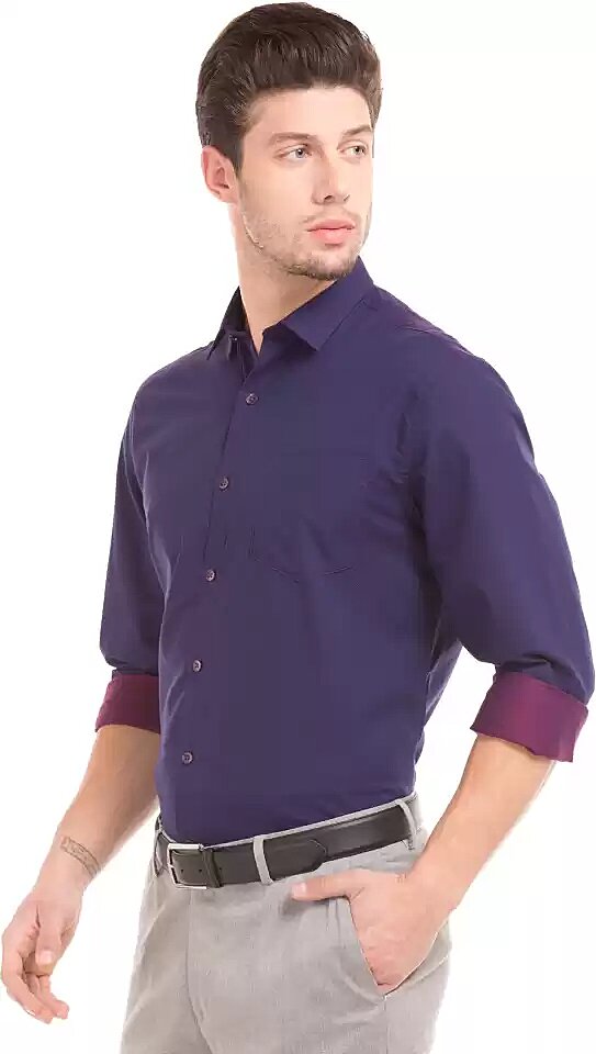 Men Regular Fit Self Design Spread Collar Casual Shirt