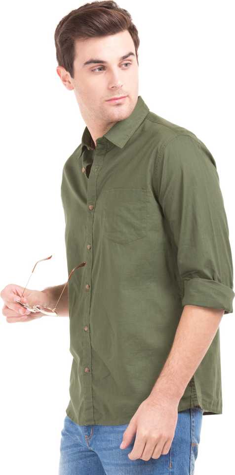 Men Regular Fit Self Design Spread Collar Casual Shirt