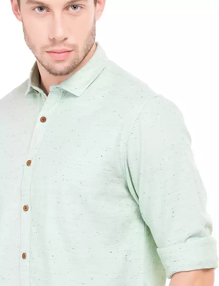 Men Regular Fit Self Design Spread Collar Casual Shirt