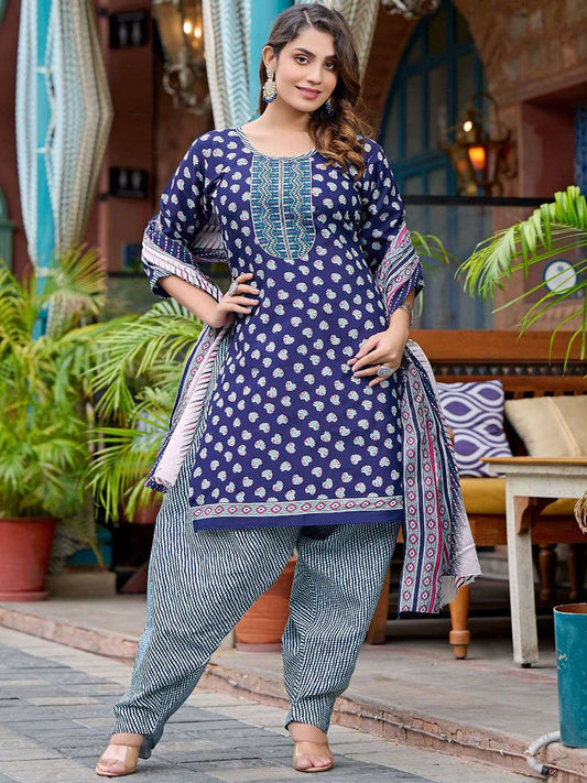 Blue Embroidery Patiala Suit