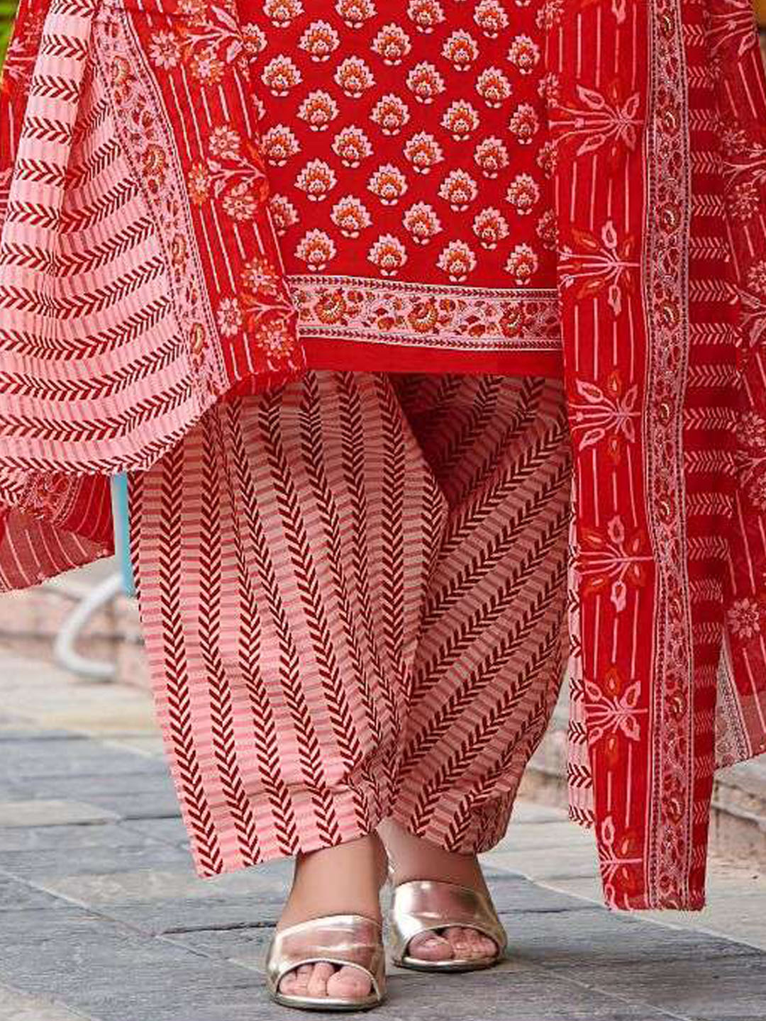 Red Embroidery Patiala Suit