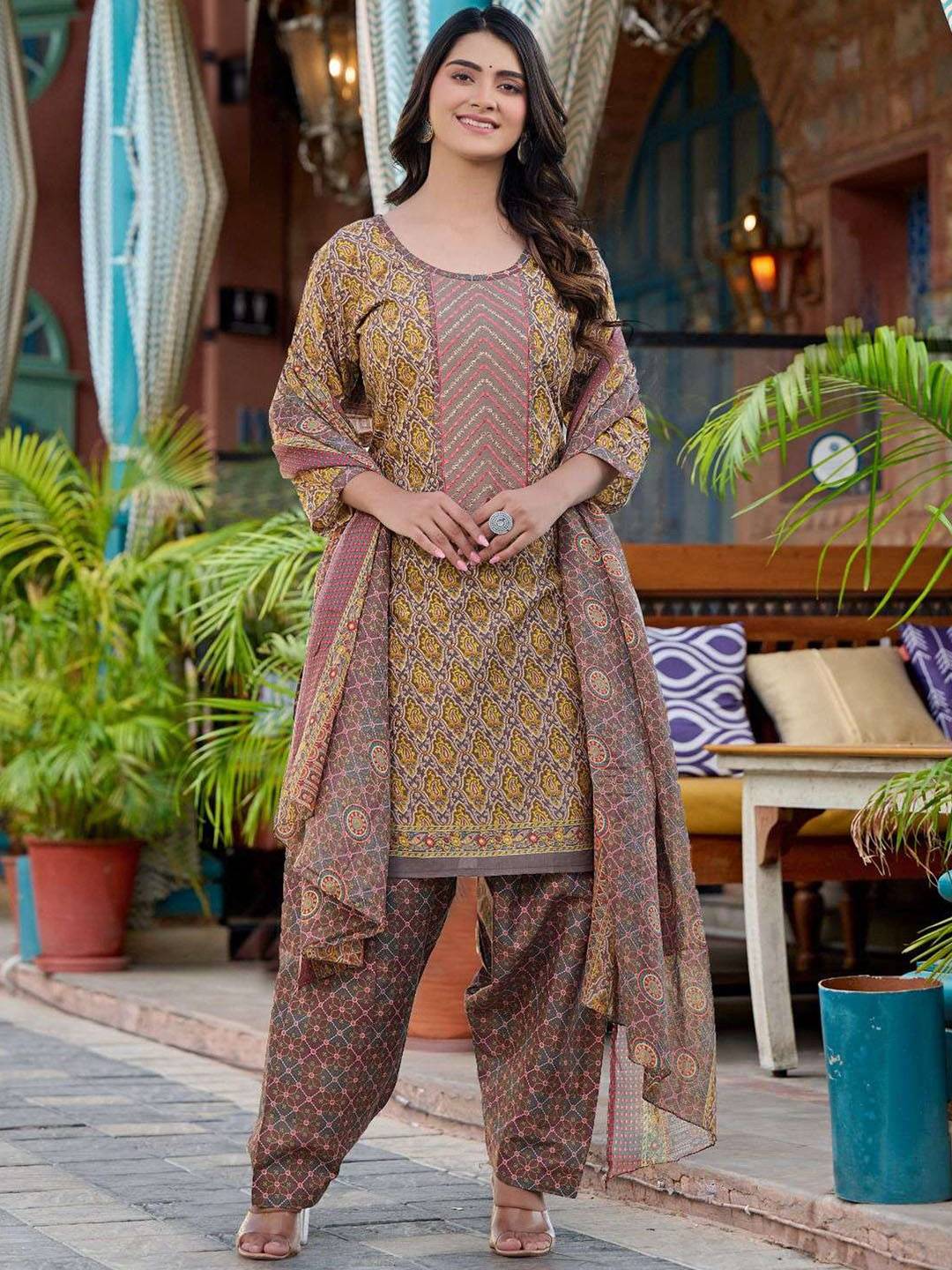 Fresh Beige Embroidery Patiala Suit