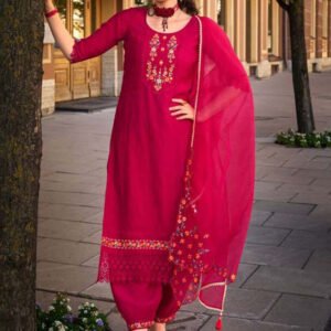 Red Handwork And Embroidery Afgani Stitched Suit