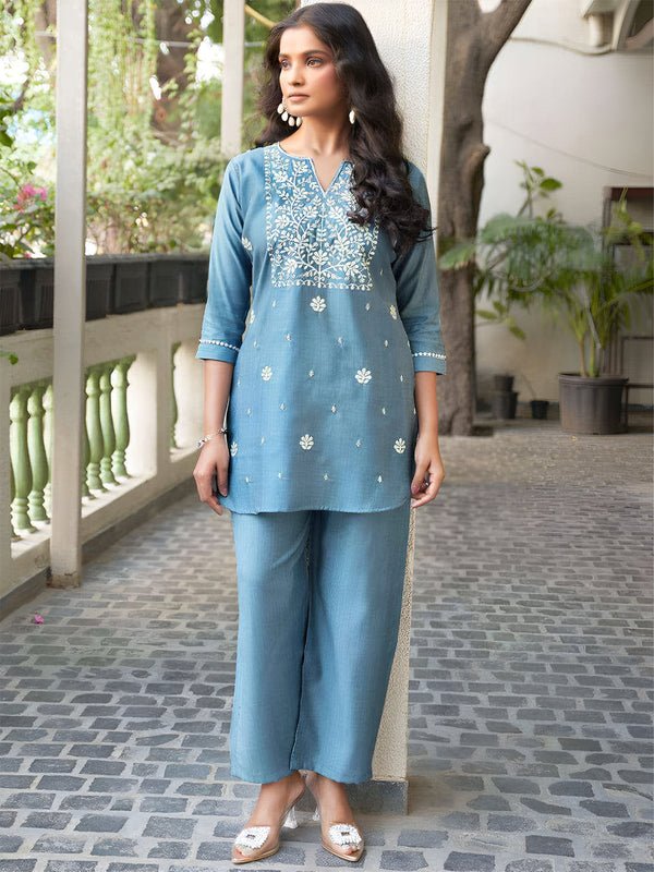Sky Blue Fancy Designer Co-ord Set