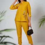 Yellow Casual With Embroidery Co-ord Set