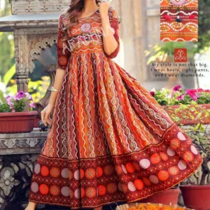 Mango Printed Flared Cotton Long Kurti